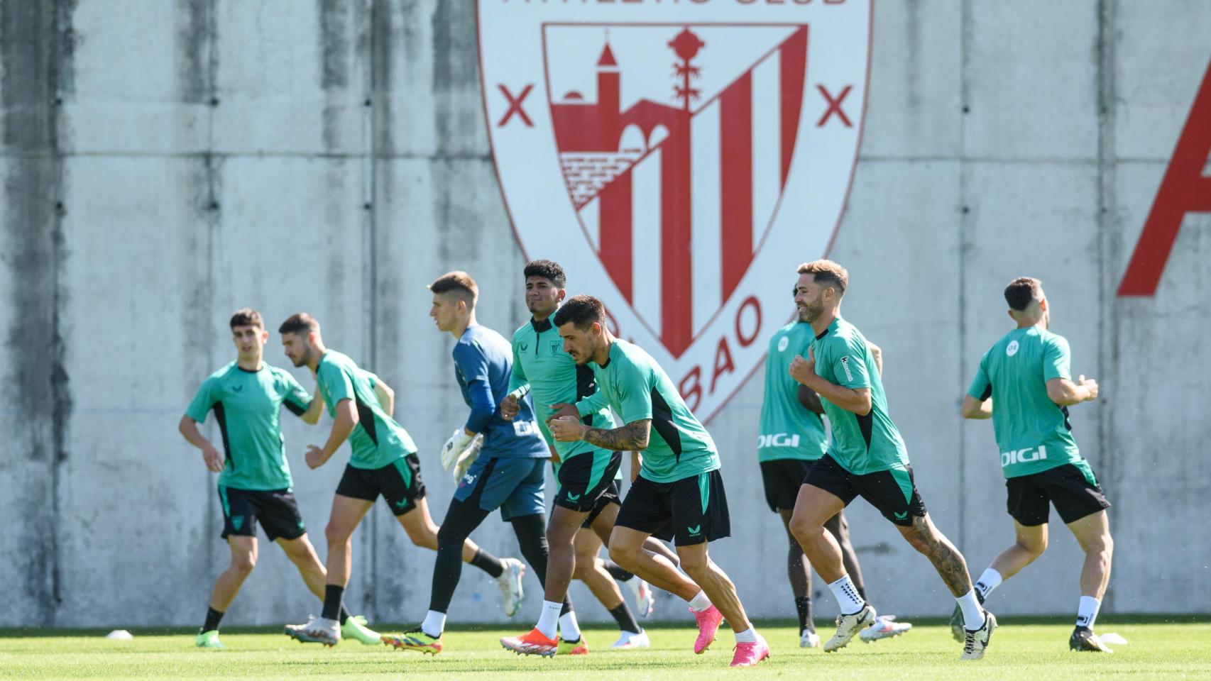 Los jugadores del Athletic Club, durante la pretemporada en Lezama.