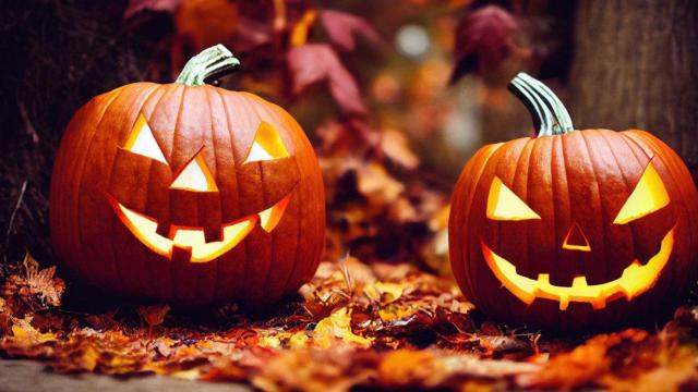 Unas calabazas decoradas para el día de Halloween.