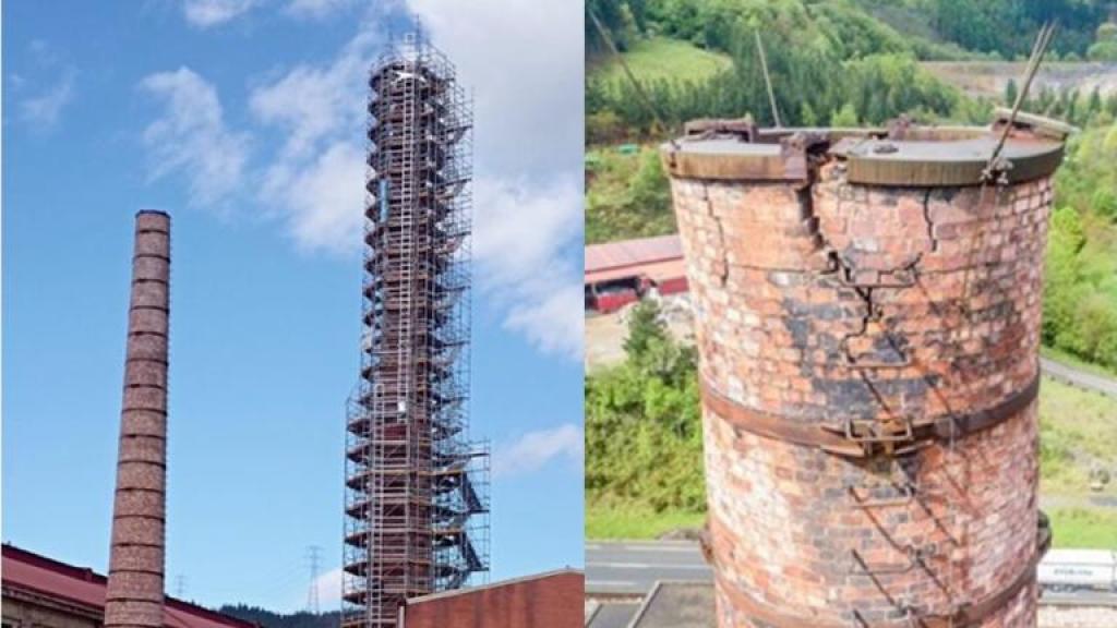 Sprilur concluye la restauración de las dos chimeneas patrimonio industrial de la antigua Sidenor de Legazpi