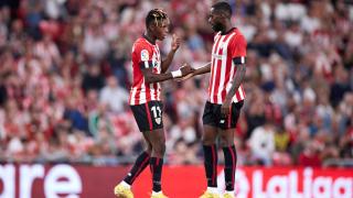 Iñaki y Nico Williams, durante un encuentro liguero con el Athletic Club.
