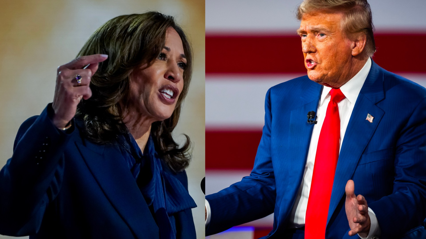 Fotografías se archivo de Kamala Harris (d) y Donald Trump (i), candidatos en las elecciones a la Presidencia de EE.UU. EFE/Will Oliver/Jim Lo Scalzo