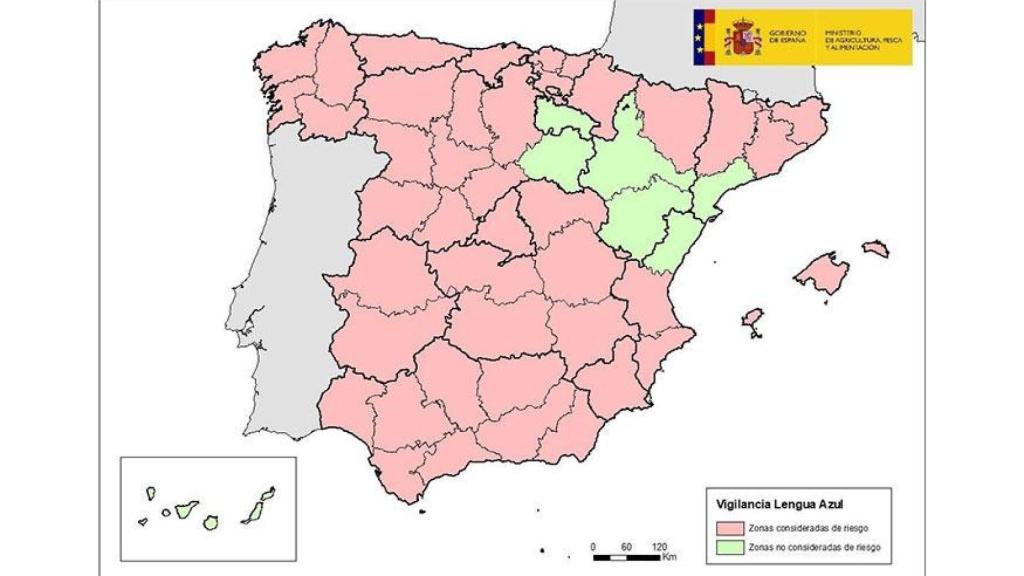 Zonas consideradas de riesgo y las no consideradas de riesgo en 2024 / Ministerio de Agricultura