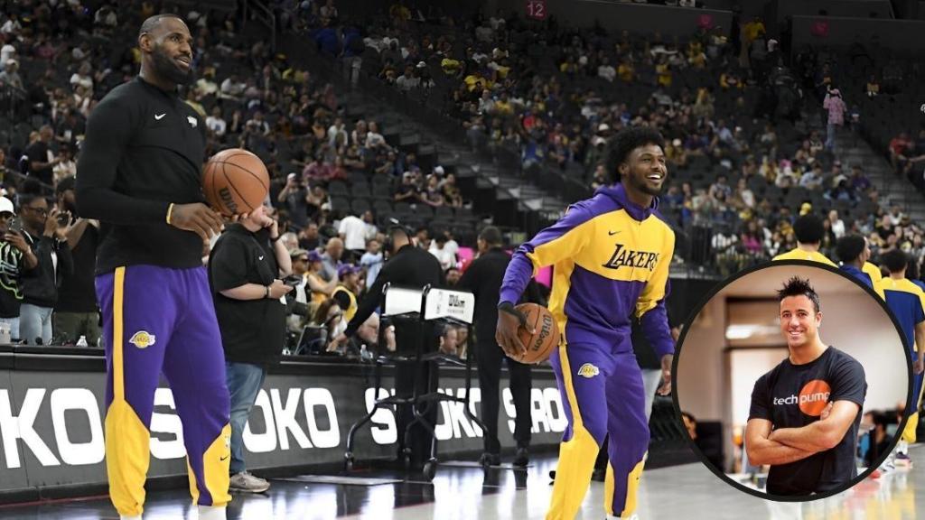 LeBron James, jugador de Los Ángeles Lakers, con el patrocinio de Siroko al fondo.