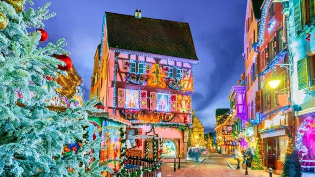 Un mercado navideño europeo.