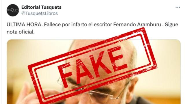 Una cuenta falsa anuncia en X la 'muerte' de Fernando Aramburu