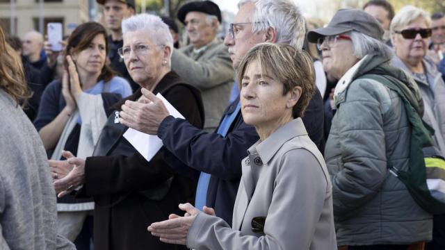 Homenaje en recuerdo a Mikel Zabalza. En la imagen Gorka Landaburu, Maixabel Lasa y Pili Zabala / EFE