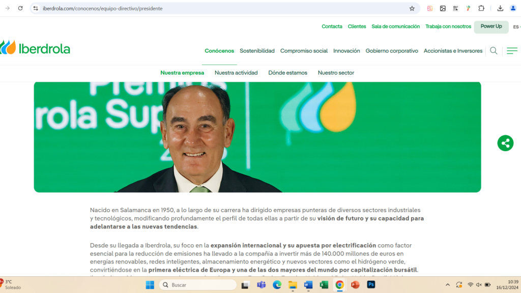 Captura de pantalla de la web de Iberdrola