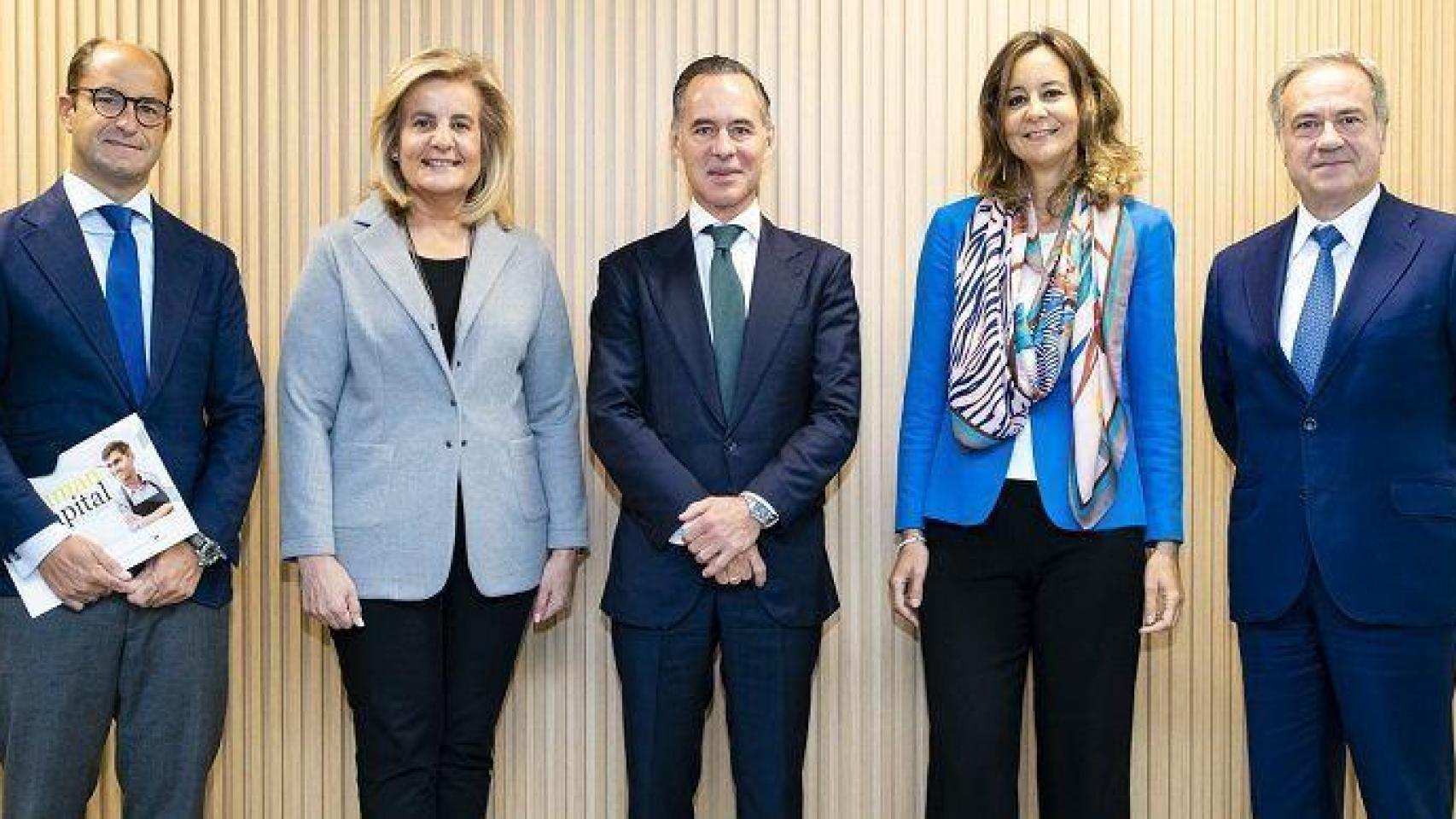 Riesgo, Báñez y Sagardoy, en una reunión del Instituto EY-Sagardoy Talento e Innovación.