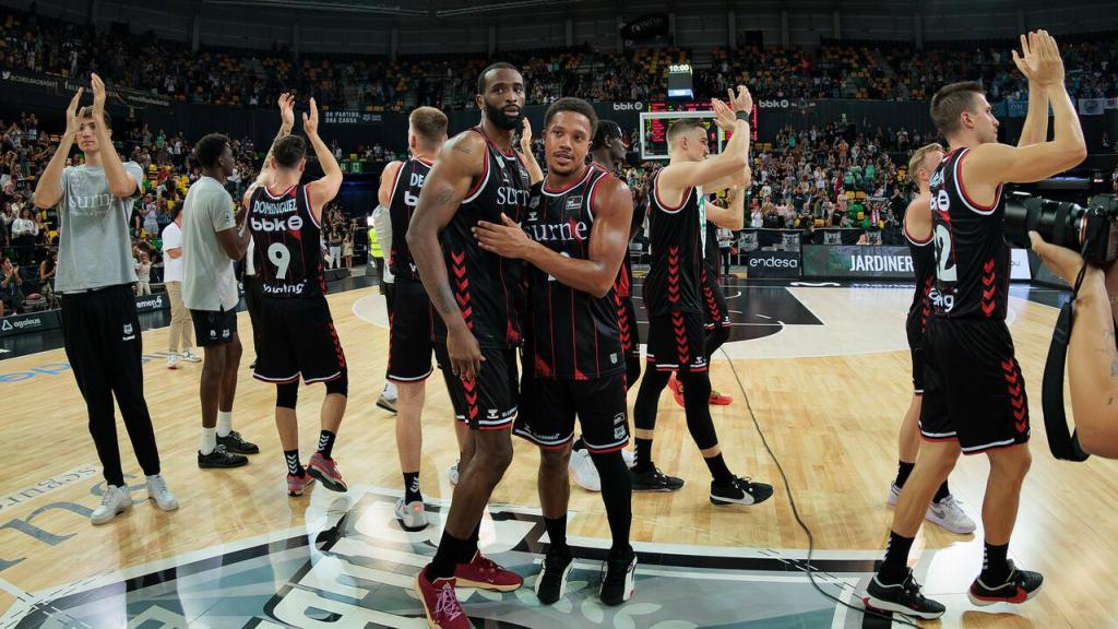 El Bilbao Basket celebra el triunfo sobre el Breogán al comienzo de esta temporada.