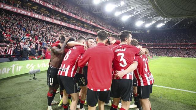 El Athletic Club celebra un gol en San Mamés.