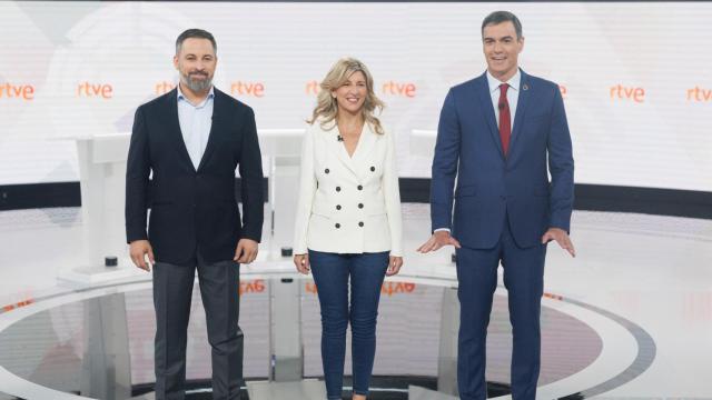 Santiago Abascal, Yolanda Díaz y Pedro Sánchez.