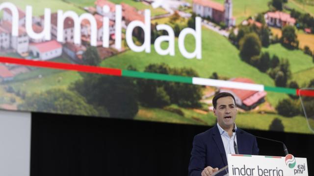 Imanol Pradales, candidato a lehendakari, durante la Asamblea Nacional del PNV del pasado sábado / Luis Tejido - EFE