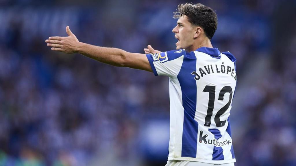 Javi López, en su debut oficial como jugador de la Real Sociedad.
