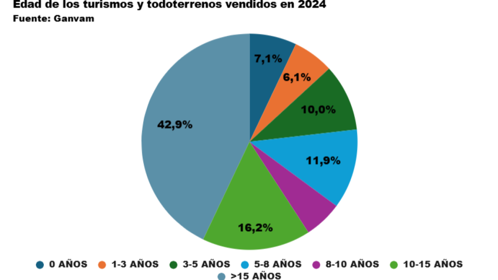 Edad de los turismos y todoterrenos vendidos en 2024