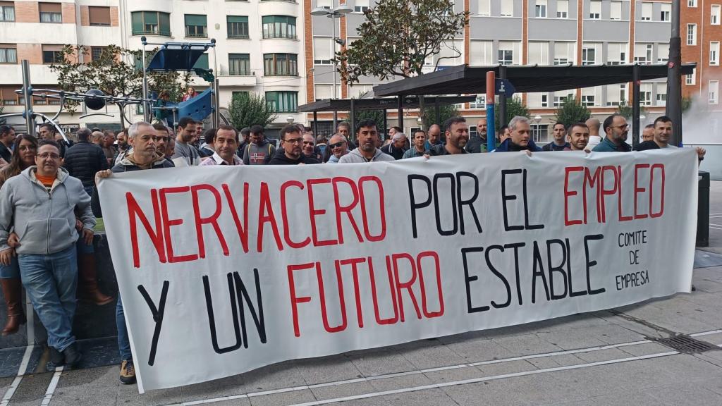 Movilización de trabajadores de Nervacero, del grupo Celsa