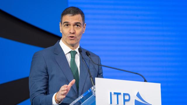 Pedro Sánchez, en su intervención en ITP Aero / Iñaki Berasaluce EP