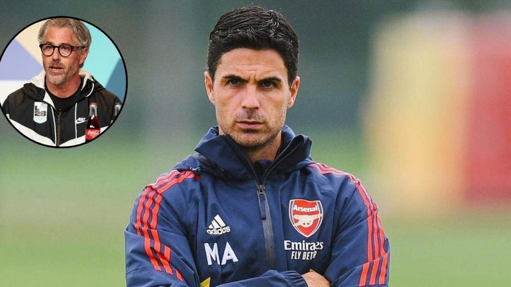 Mikel Arteta, entrenador del Arsenal; y Casey Wasserman, fundador de Wasserman.