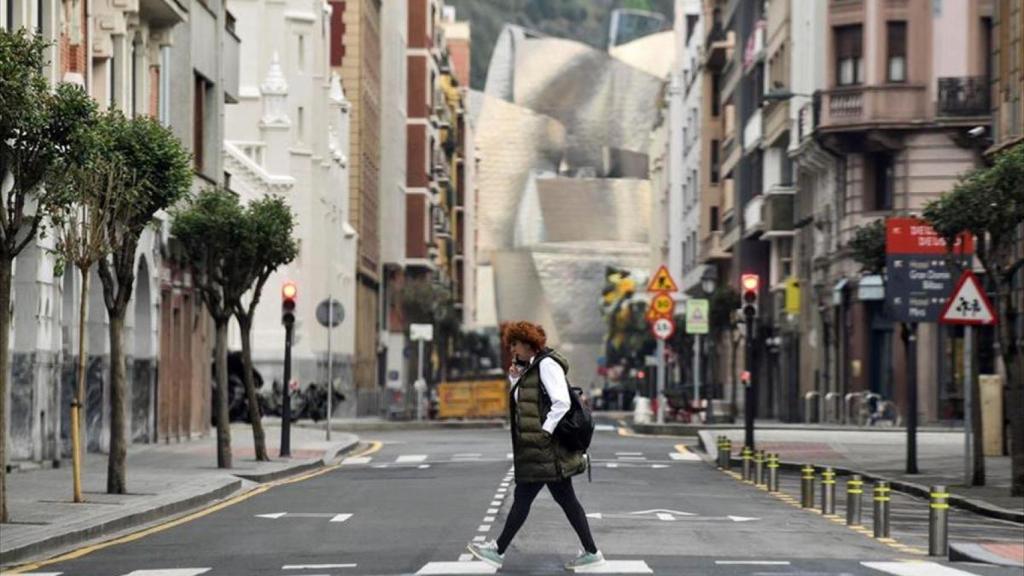 Las calles de Bilbao estaban casi desiertas durante el confinamiento.