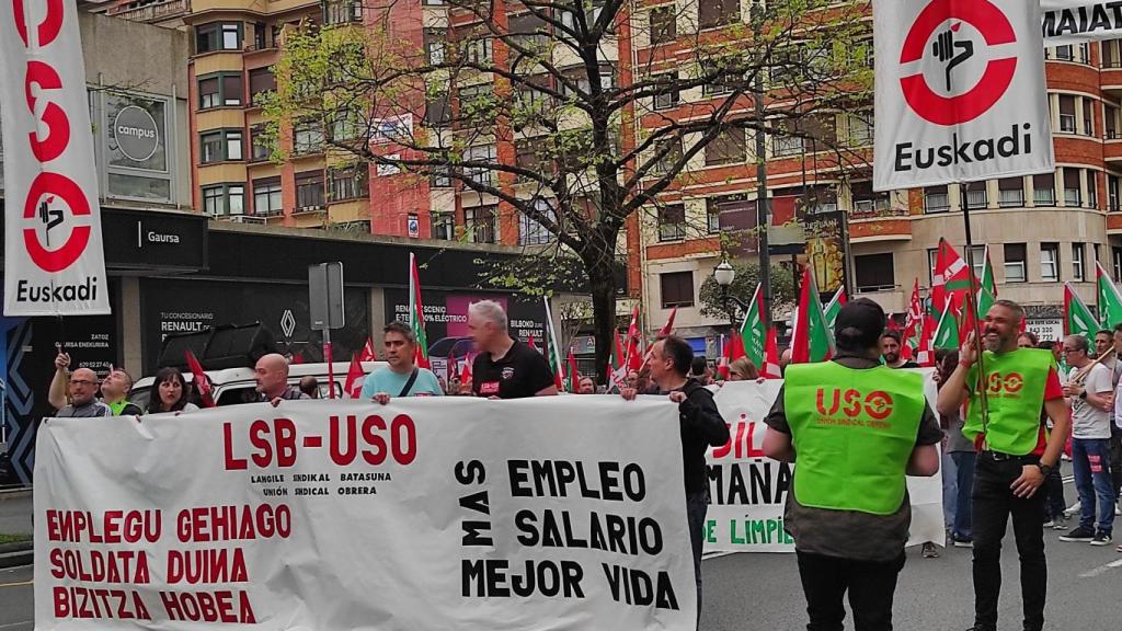 Sindicalistas de USO en la manifestación este 1 de mayo