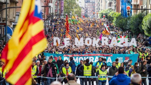 Una manifestación de Gure Esku en solidaridad con el procés catalán