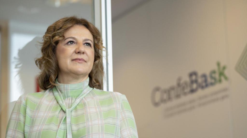 Tamara Yagüe, presidenta de Confebask, en su despacho / Araba Press