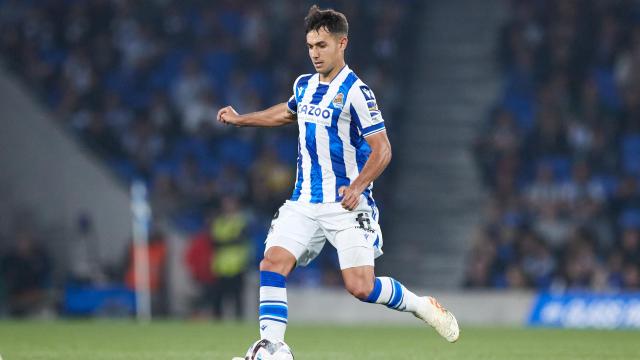 Martín Zubimendi, durante un encuentro con la Real Sociedad.