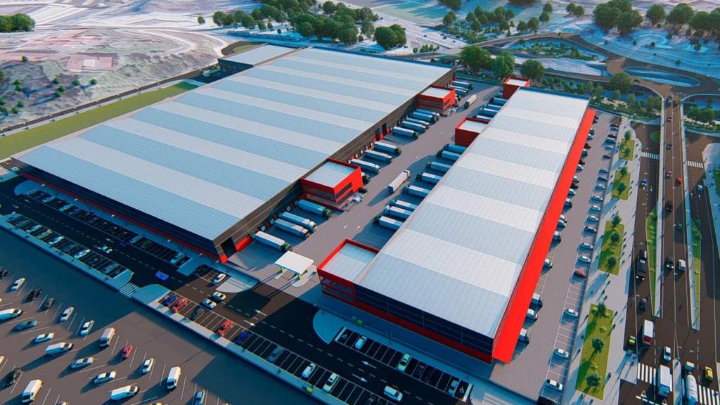Imagen de cómo será la plataforma logística de Ibarzaharra en Sestao, en la que estará FedEx