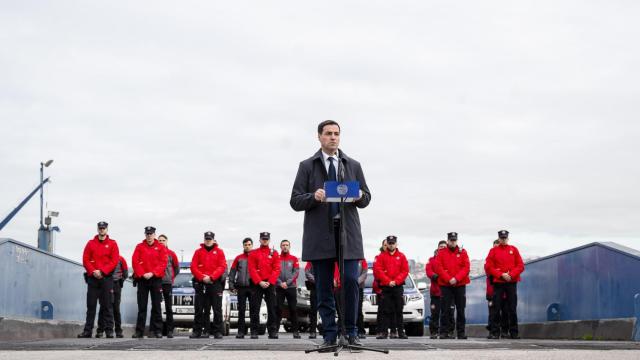 Imanol Pradales en el acto tras el acuerdo entre PNV y PSOE para dar entrada a la Ertzaintza en los puertos y aeropuertos de titularidad estatal