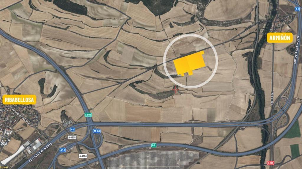 Ubicación de la planta solar proyectada en Armiñón