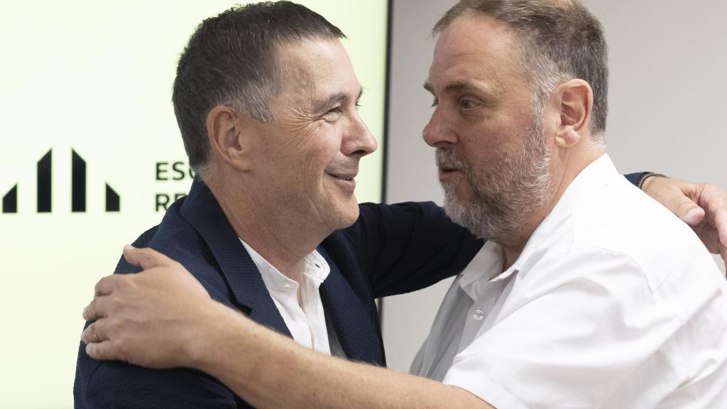 Los líderes de EH Bildu y ERC, Arnaldo Otegi y Oriol Junqueras