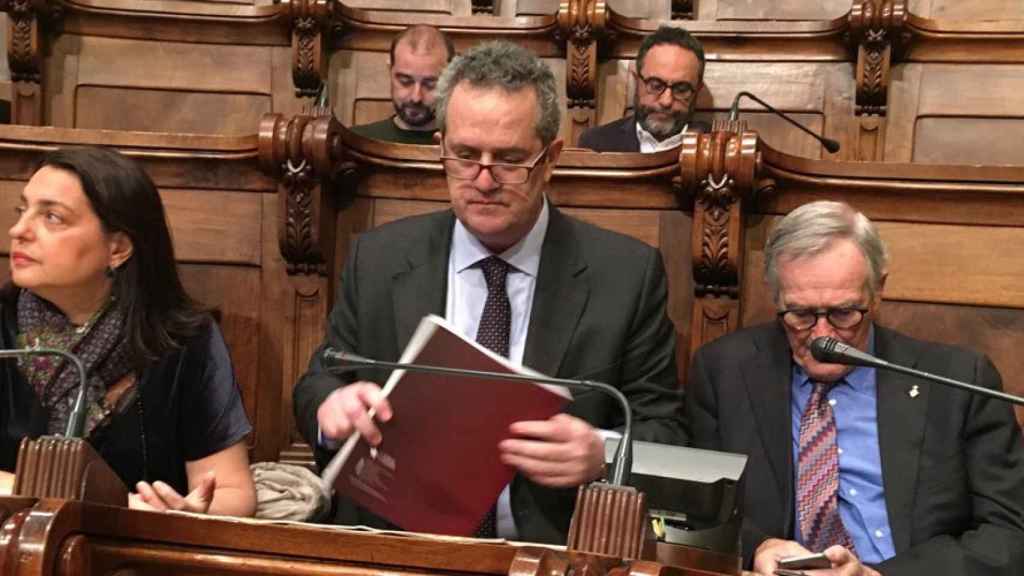 Sònia Recasens, Joaquim Forn i Xavier Trias en el Ayuntamiento de Barcelona / M.S.