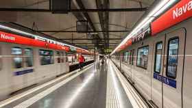 Dos convoyes de metro en la estación de Navàs