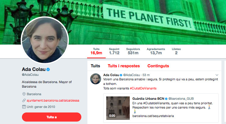 Perfil de Twitter de Ada Colau