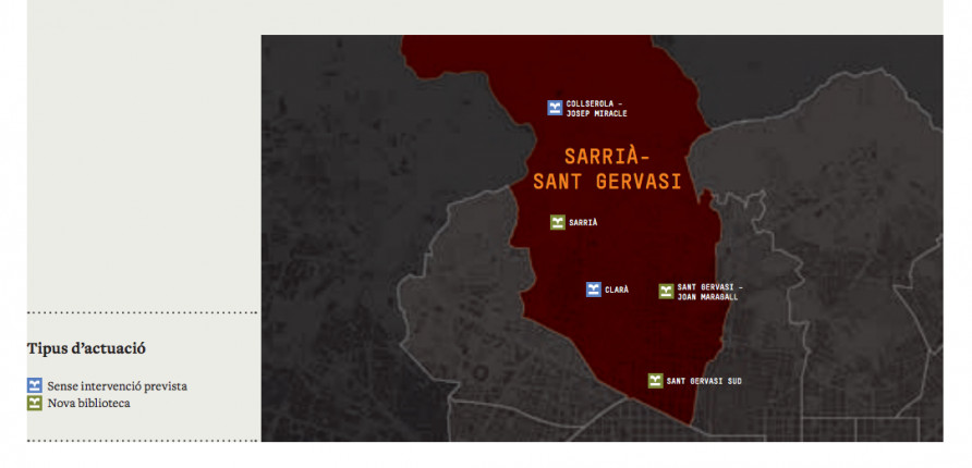 Mapa del plan de bibliotecas '10 Anys +' / BIBLIOTEQUES DE BARCELONA