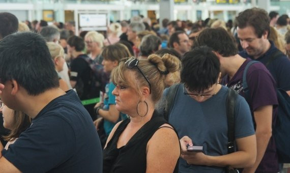 Colas en el Aeropuerto de Barcelona en una nueva jornada de huelga / A.M.