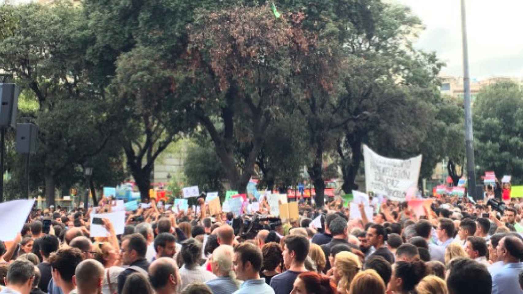 La comunidad musulmana durante una manifestación por la paz / A.V.D.