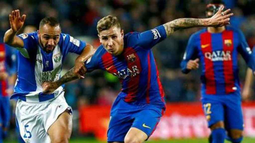 Lucas Digne, en un partido del Barça /EFE