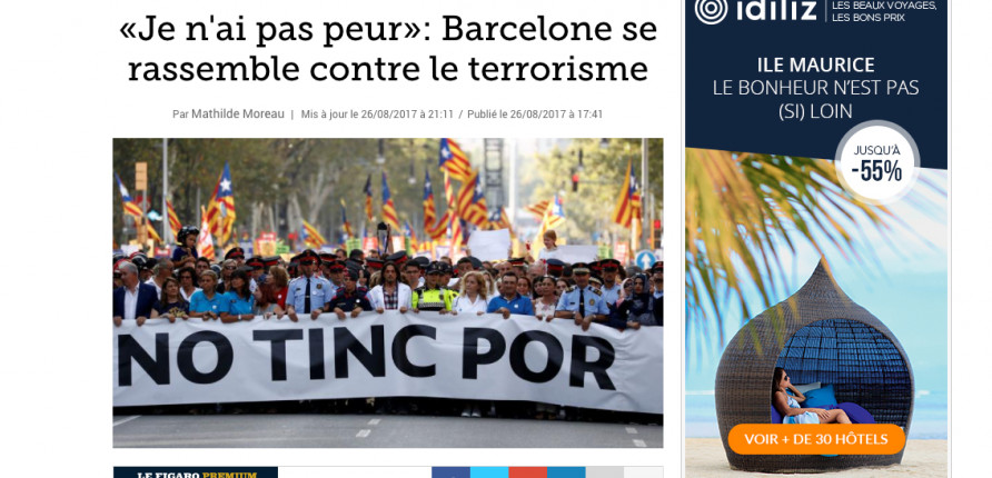 Captura de pantalla del artículo de 'Le Figaro' sobre la marcha por la paz