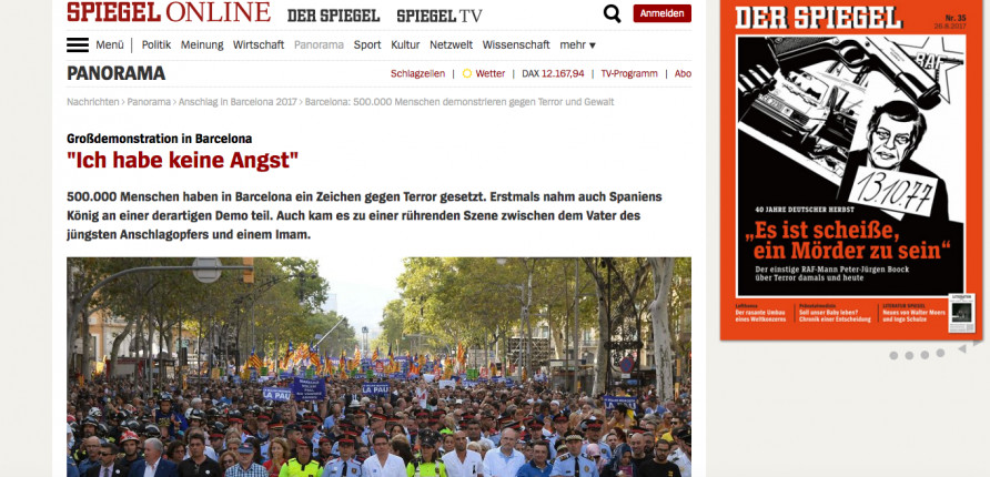 Captura de pantalla del artículo del 'Der Spiegel' Figaro' sobre la marcha por la paz