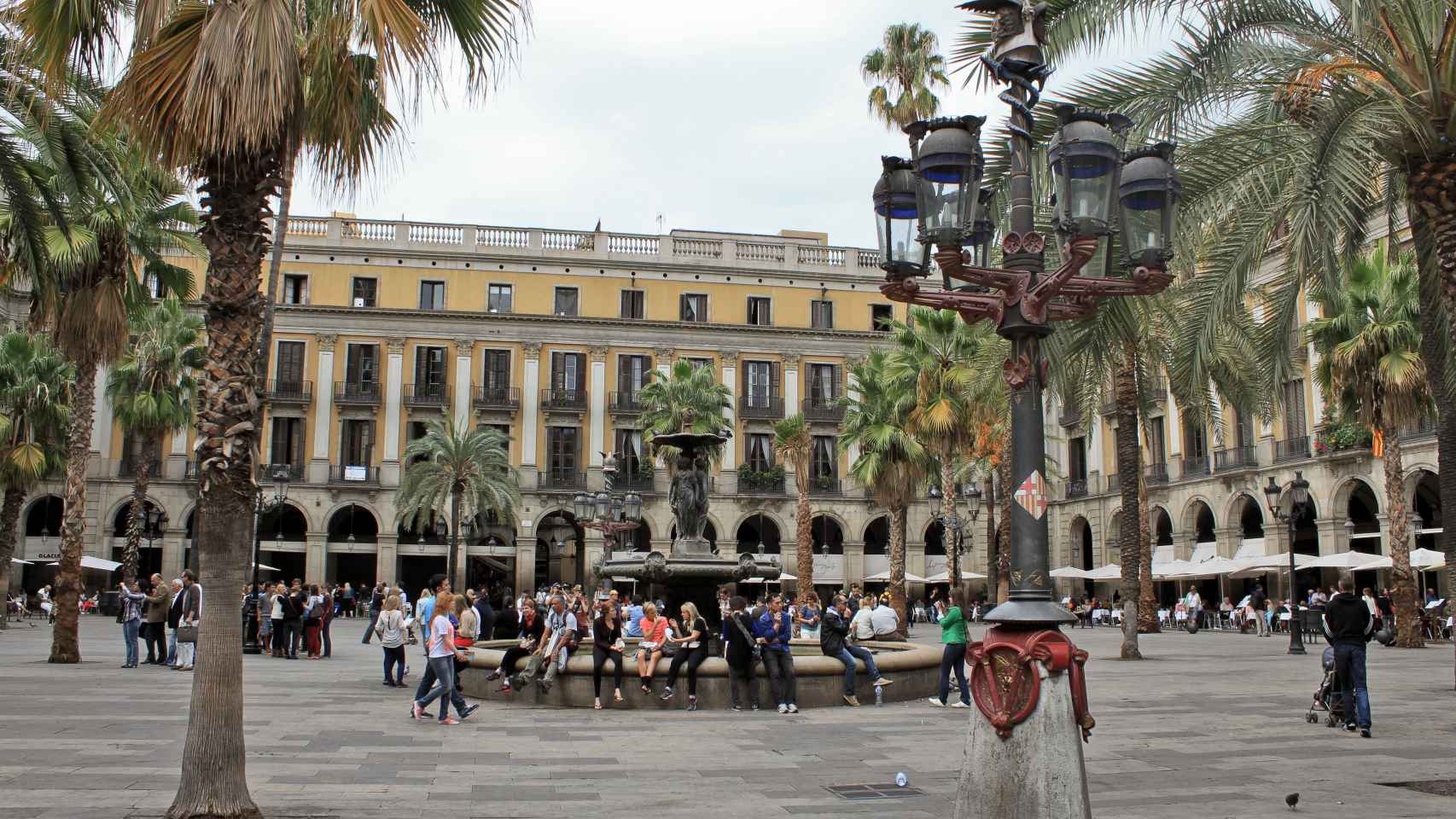 En la Plaza Reial abundan las palmeras