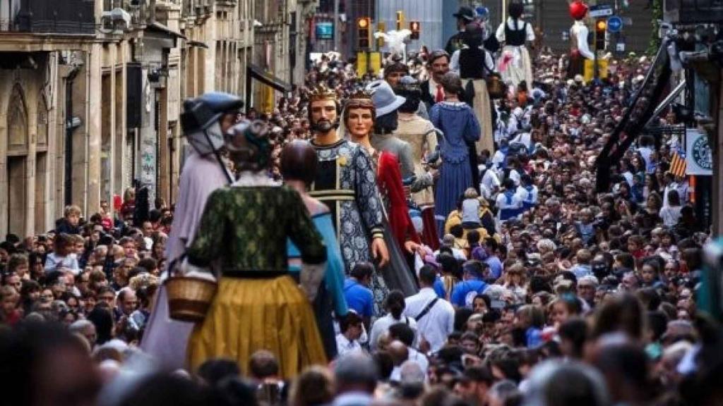 Imagen de archivo dels Gegants de Barcelona durante la Fiesta Mayor de la Mercè