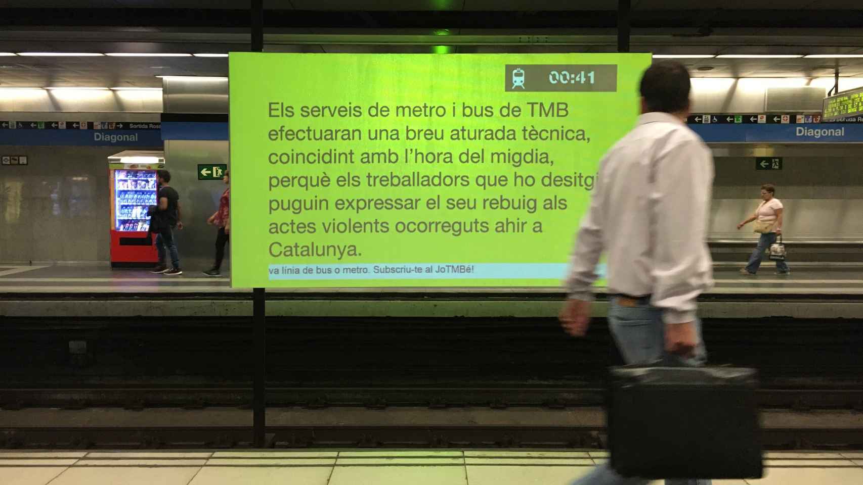 Parada técnica en el metro de Barcelona contra la actuación policial el 1-O / M.S.