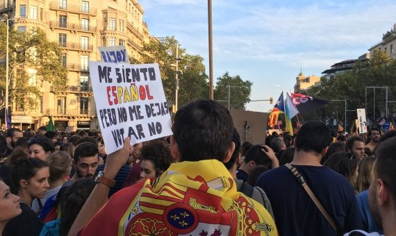 Banderas y lemas de diferentes ideologías en la manifestación / A.V.D. 