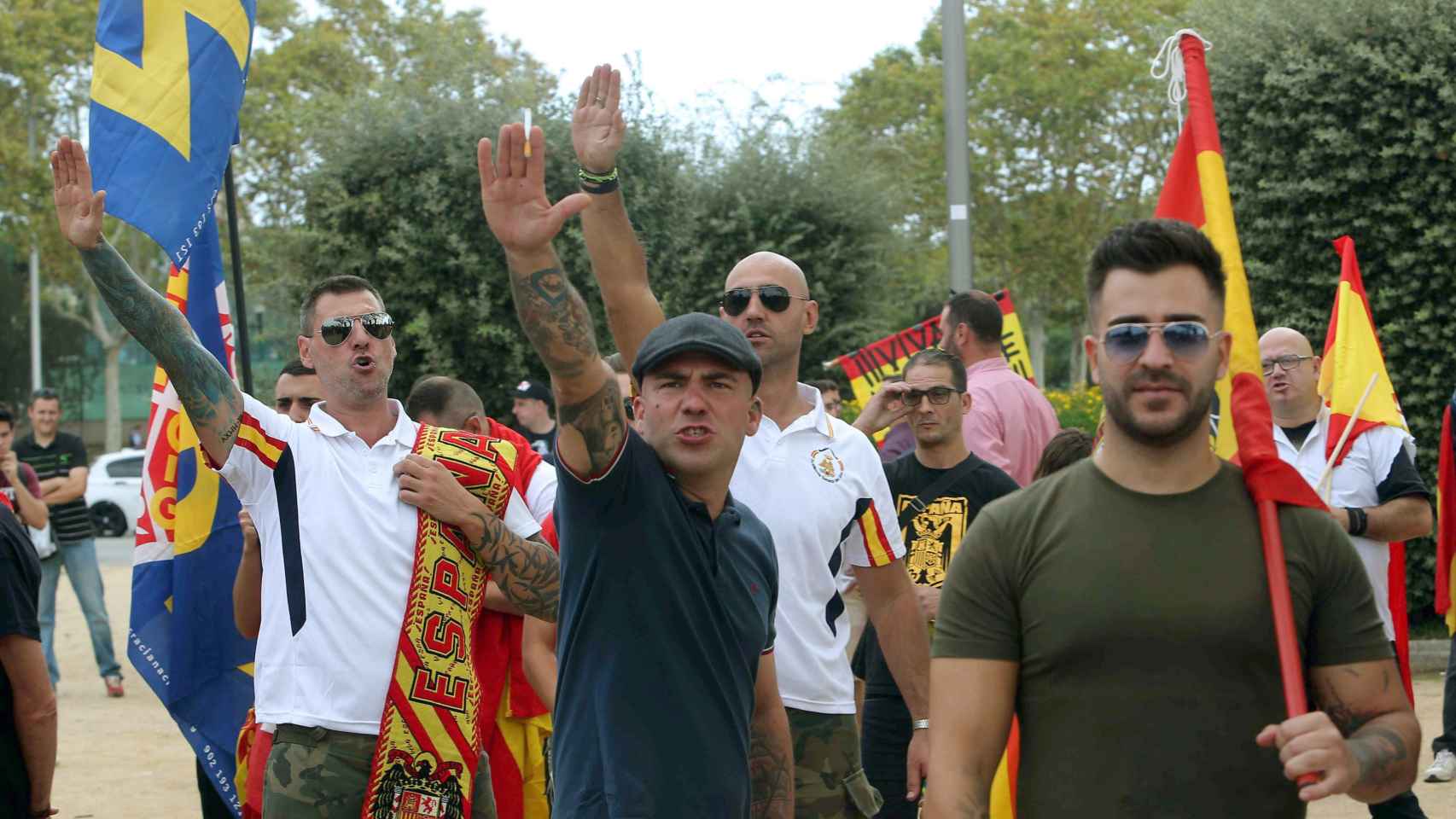 Un momento de la manifestación en defensa de la unidad nacional en la plaza de Sant Jordi, en Barcelona / EFE/Toni Albir