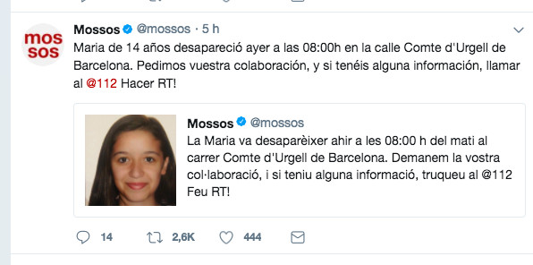 María, niña desaprecida.