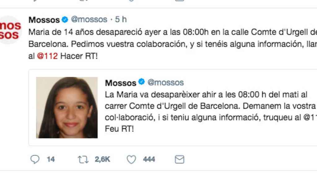 María, niña desaparecida.