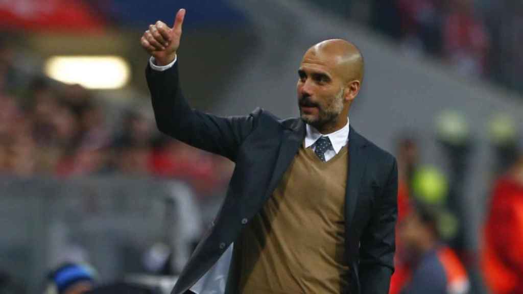 Pep Guardiola en un partido del Manchester City