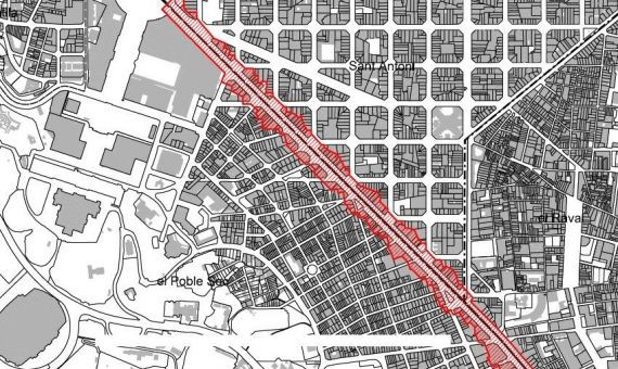 Ámbito de suspensión de nuevas licencias en la avenida del Paral.lel / AJUNTAMENT DE BARCELONA