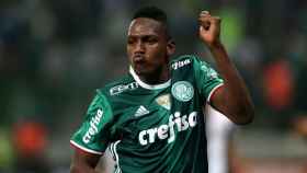 Yerry Mina celebra un gol con el Palmeiras