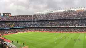 Gradas del Camp Nou con poca gente en el último partido de Liga contra el Levante